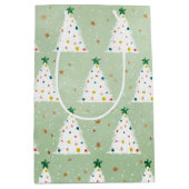 白飾クリスマスツリーズグリーンスター&オーナメント ミディアムペーパーバッグ (正面)