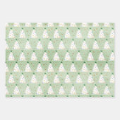 白飾クリスマスツリーズグリーンスター&オーナメント ラッピングペーパーシート (正面3)