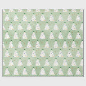 白飾クリスマスツリーズグリーンスター&オーナメント ラッピングペーパー (フラット)