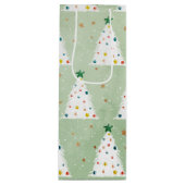 白飾クリスマスツリーズグリーンスター&オーナメント ワインギフトバッグ (正面)