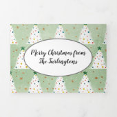 白飾クリスマスツリーズグリーンスター&オーナメント 三つ折りクリスマスカード (カバー)