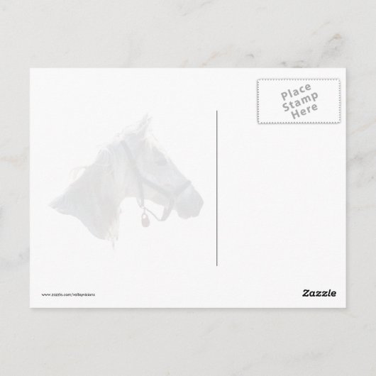 白馬が雪の中を駆け回る ポストカード (裏面)