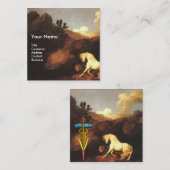 白馬とライオン/カドゥセウス獣医のシンボル スクエア名刺 (正面/裏面)