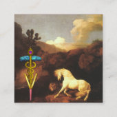 白馬とライオン/カドゥセウス獣医のシンボル スクエア名刺 (裏面)