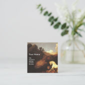 白馬とライオン/カドゥセウス獣医のシンボル スクエア名刺 (スタンド正面)