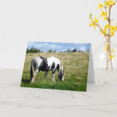 白馬のグリーティ空白のングカード カード (黄色い花)