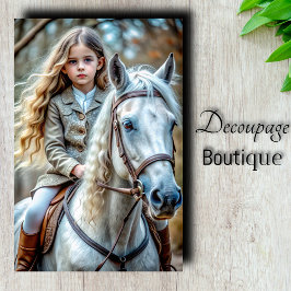 白馬のデコパージュの少女 薄葉紙