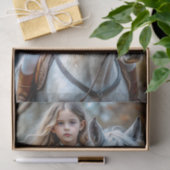 白馬のデコパージュの少女 薄葉紙 (ギフト)