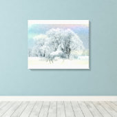 白馬の吹雪ドラマチック キャンバスプリント (インサイチュ (ウッドフロア))