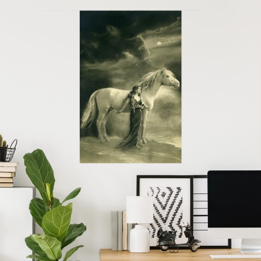 白馬の女。 ポスター (ホームオフィス)