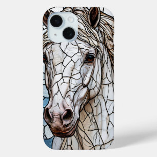 白馬の愛馬家向けアートデザイン iPhone 15ケース