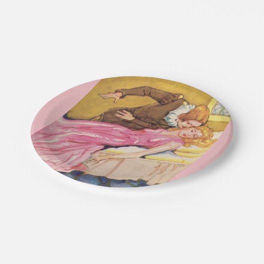 白馬の王子様接吻の眠れる森の美女 ペーパープレート (アングル)