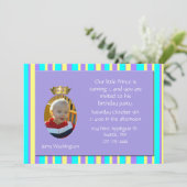 白馬の王子様王冠の誕生日のパーティの招待状 招待状 (スタンド正面)