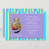 白馬の王子様王冠の誕生日のパーティの招待状 招待状 (正面/裏面)