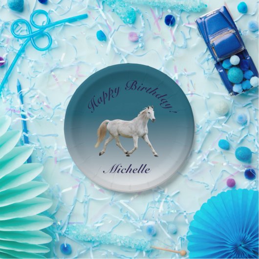 白馬の誕生日のプレート ペーパープレート (パーティー)