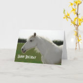 白馬の誕生日の空白のなカード カード (黄色い花)
