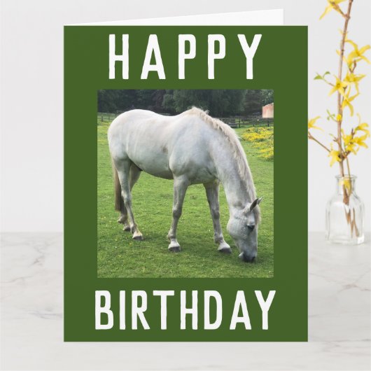 白馬の誕生日 カード (黄色い花)
