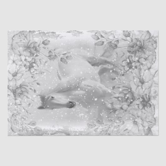 白馬の雪のデコップページ 薄葉紙 (正面)
