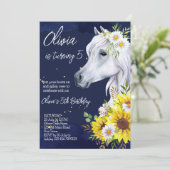 白馬ひまわり女性のカーボーイ誕生日パーティー 招待状 (スタンド正面)