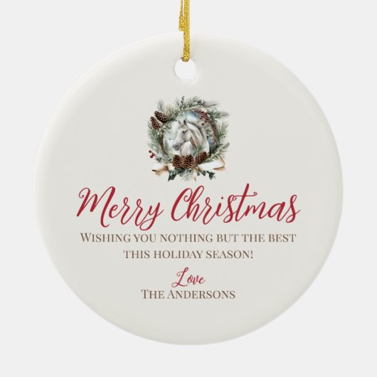 白馬グレーホースクリスマスピネコンリース セラミックオーナメント (裏面)