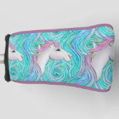 白馬シームレスパステル色パターン ゴルフヘッドカバー (正面)