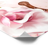 白馬ピンクの花女性のカーボーイ誕生日へようこそ ポスター (角)