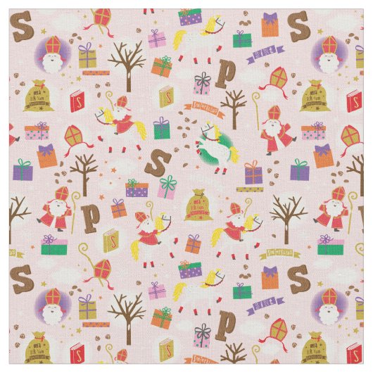 白馬付きシンタークラース ファブリック (クローズアップ)