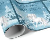 白馬冬の季節の挨拶クリスマス ラッピングペーパー (ロールコーナー)