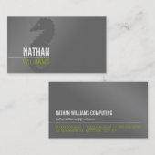 白馬灰色シンプルのモダンライムグリーン 名刺 (正面/裏面)