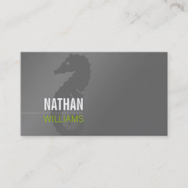 白馬灰色シンプルのモダンライムグリーン 名刺