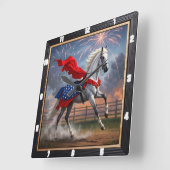 白馬花火の愛国心 スクエア壁時計 (傾斜)