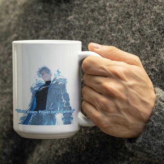 白髪の力強いアニメ男子 コーヒーマグカップ