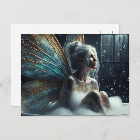白髪の妖精が入浴 ポストカード (正面/裏面)