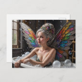 白髪の妖精が泡風呂に入る ポストカード (正面/裏面)