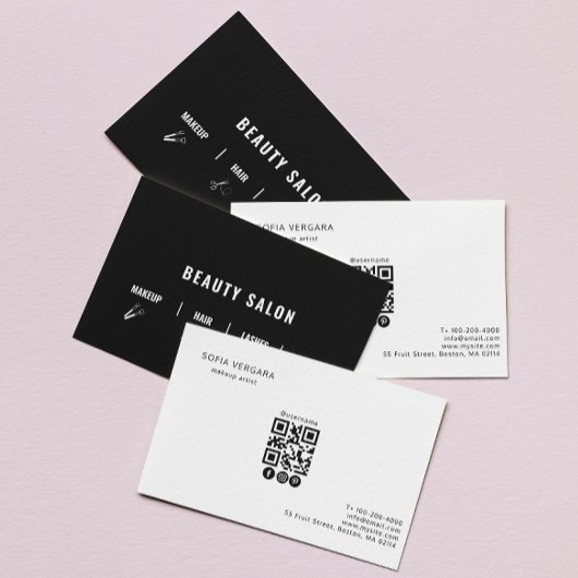 白髪サロンモダンQrコーはっきりしたドソーシャルメディア 名刺