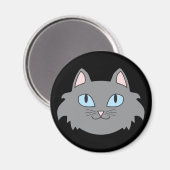 白髪猫の丸い磁石 マグネット (正面/裏面)