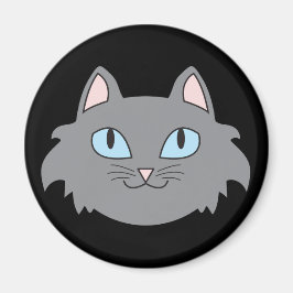 白髪猫の丸い磁石 マグネット