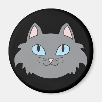 白髪猫の丸い磁石 マグネット