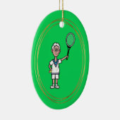 白髪男性テニス選手クリスマスオーナメント セラミックオーナメント (右)