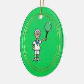 白髪男性テニス選手クリスマスオーナメント セラミックオーナメント (左)