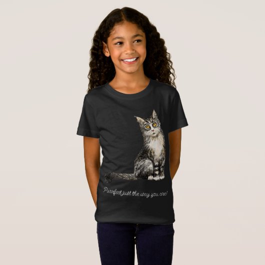 白髪長猫Tシャツ Tシャツ (正面フル)