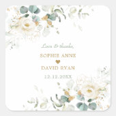 白魅力的フローラエアイ葉ズ結婚ズ スクエアシール (正面)