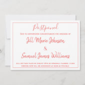 白魅力的珊瑚結婚の延期 招待状 (正面)