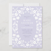 白魅力的花パステルパープルベビーシャワー 招待状 (正面)