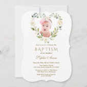 白魅力的花フローラ女写真洗礼 招待状 (正面)