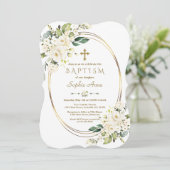 白魅力的花金ゴールドクロスフレームバプテスマ 招待状 (スタンド正面)