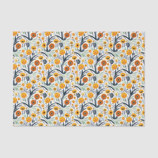 白鮮やかい背景に葉ワイルドフラワーと花 薄葉紙 (正面)