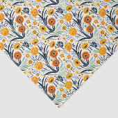 白鮮やかい背景に葉ワイルドフラワーと花 薄葉紙 (詳細)