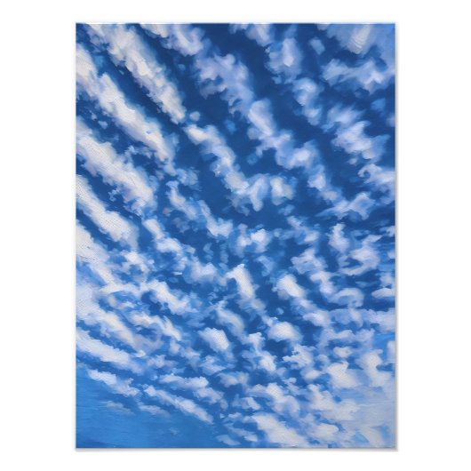 白鮮やかい雲が頭上に広がる青い空 フォトプリント            (正面)