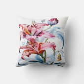 白鮮やか背景に開花したユリ クッション (裏面)